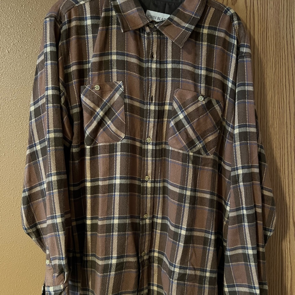John Blair Brown Plaid Shirt